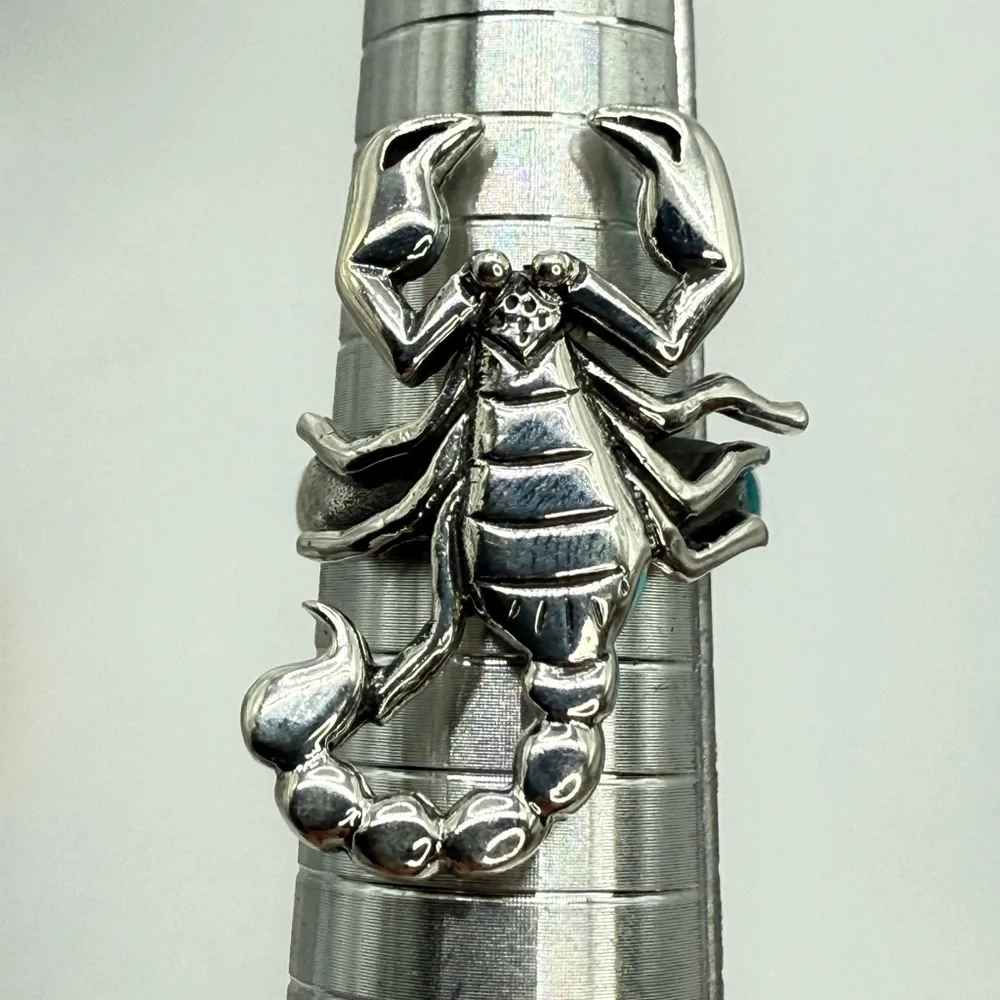 Vintage Navajo Sterling Silver Scorpion Statement Ring – Size 8.5, Signed “S”
